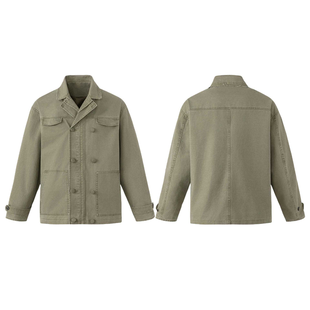 Unisex Robust Canvas Workwear Blouson with double button-free row, patch front pockets, and reinforced sleeves Mune Fashion