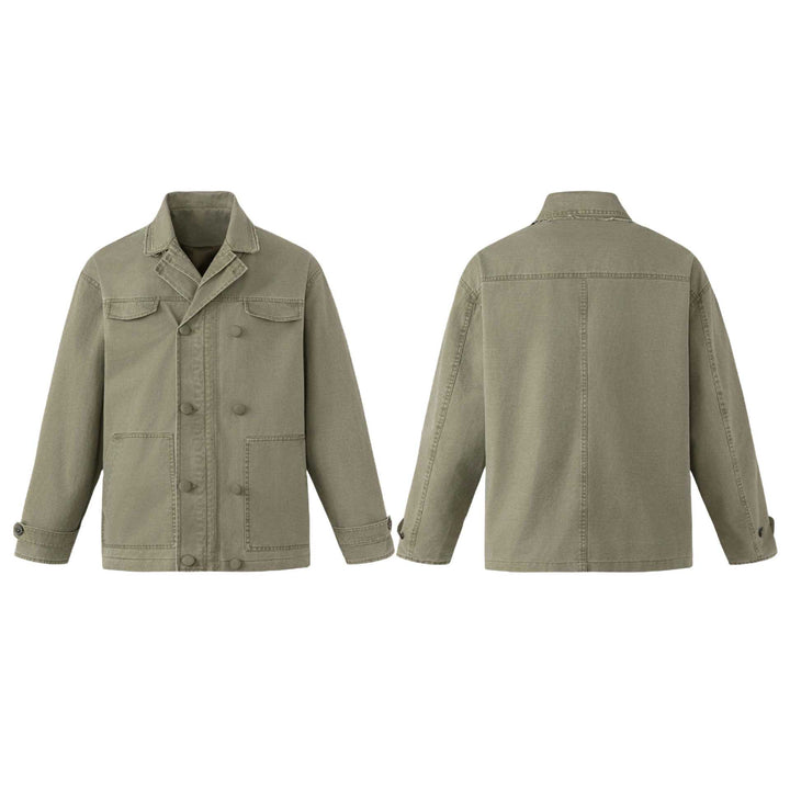 Unisex Robust Canvas Workwear Blouson with double button-free row, patch front pockets, and reinforced sleeves Mune Fashion