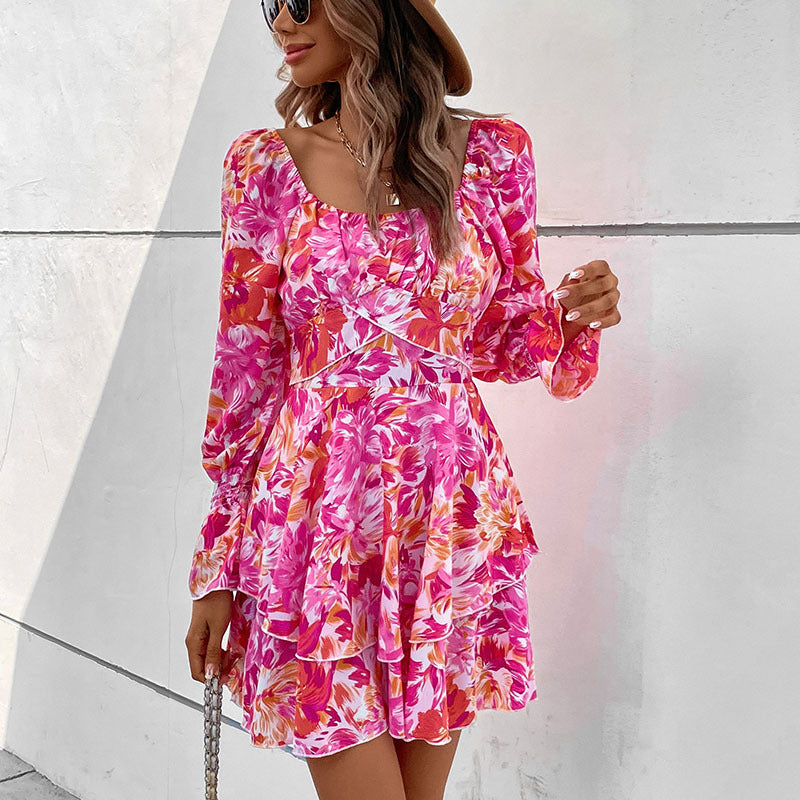 Women Playful Floral Dress with Ruffles Mune Fashion