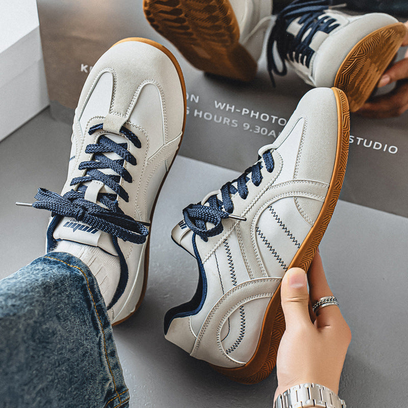 Men's retro-inspired low-top casual sneakers with suede look, padded ankle collar, and grippy rubber sole Mune Fashion
