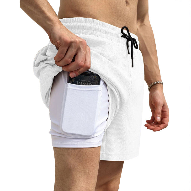 Men's nano two-layer swim shorts with inner compression shorts and side smartphone pocket Mune Fashion