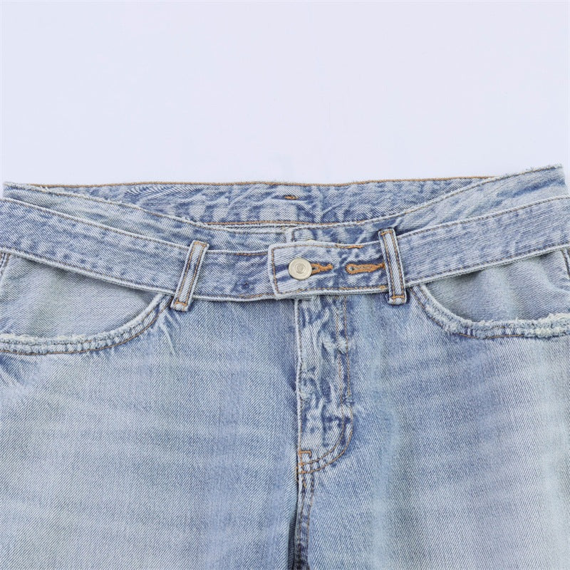 Women's High-Waisted Wide Jeans Culotte with Side Panel Inserts Mune Fashion