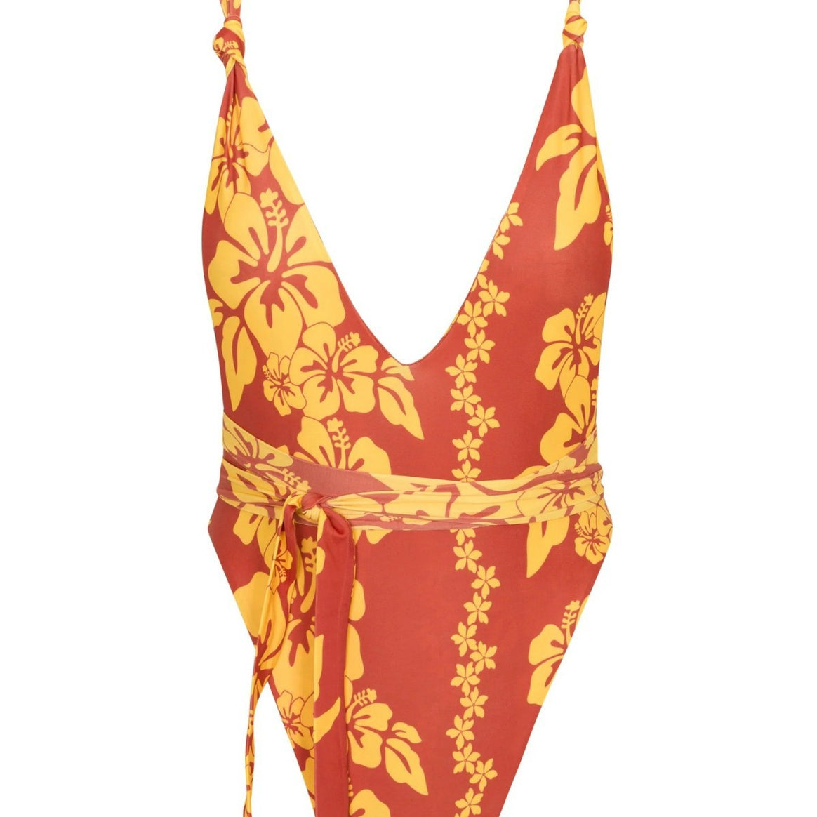 Women's one-piece swimsuit with deep V-neckline and floral design Mune Fashion