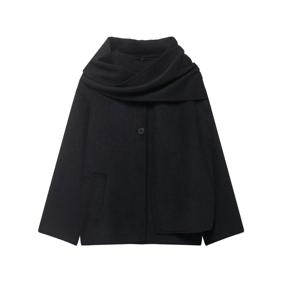 Women nan oversized wool coat with voluminous shawl collar and concealed button placket Mune Fashion