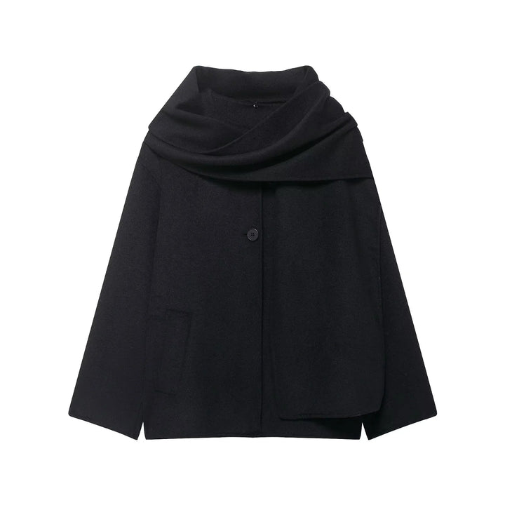 Women nan oversized wool coat with voluminous shawl collar and concealed button placket Mune Fashion