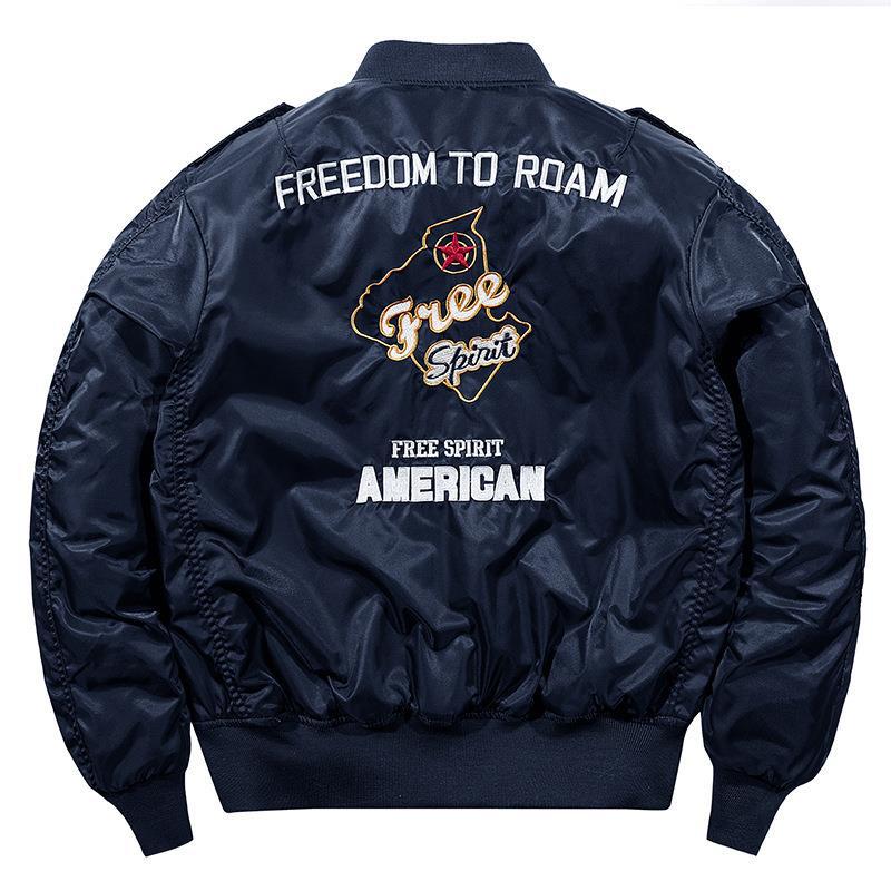Men's aviator bomber jacket in military style with quilted thermal lining and shoulder patches Mune Fashion