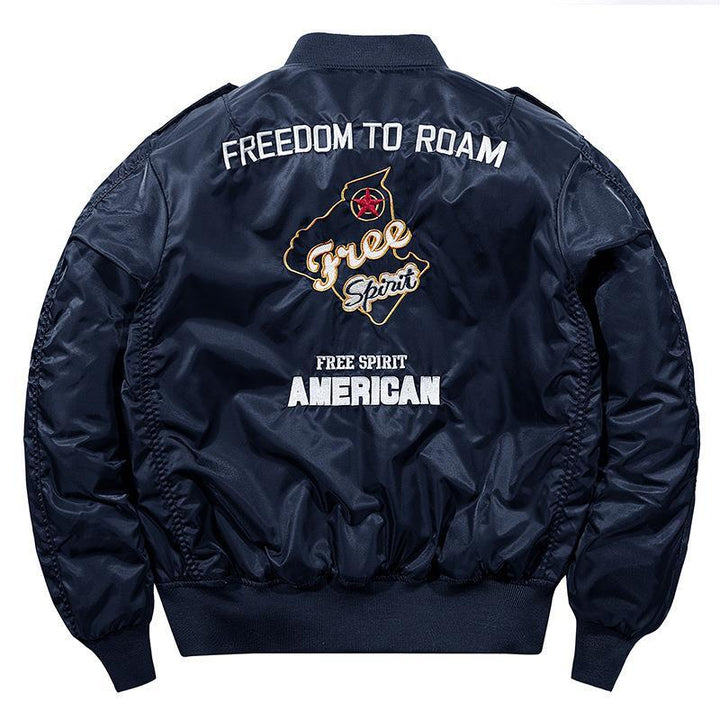 Men's aviator bomber jacket in military style with quilted thermal lining and shoulder patches Mune Fashion