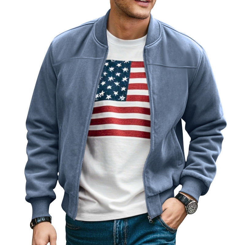 Men's lightweight bomber jacket made of microfiber with standing collar, elastic cuffs, and full-length zipper Mune Fashion