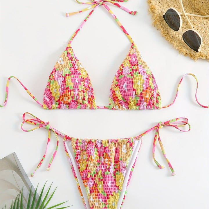 Women's Triangle Bikini Set with Floral Design Mune Fashion