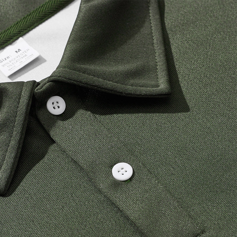 Men's Relaxed Polo Sweatshirt with Snap Button Placket and Contrast Arm Details Mune Fashion