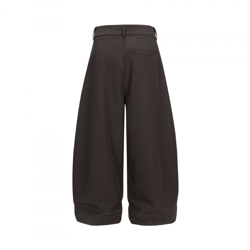 Ladies Wide Balloon Pants with High Waist, Pleats and Cuffed Hem Mune Fashion