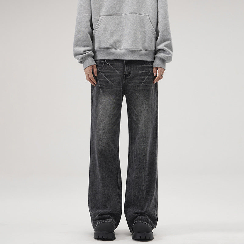 Men's Extra Wide Vintage Baggy Jeans with Drop Crotch and Wide Hem Mune Fashion
