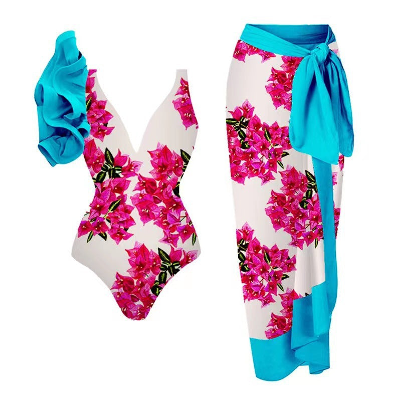 Women's swimsuit with voluminous ruffle details and matching wrap skirt Mune Fashion