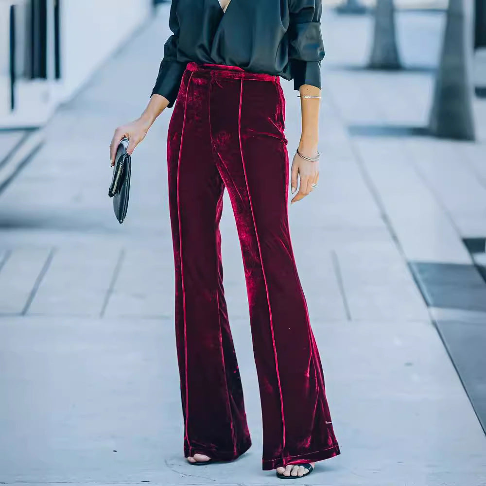 Women Elegant and Soft Velour Pants Mune Fashion