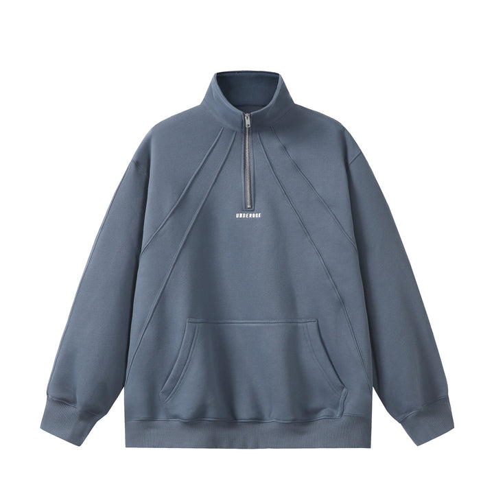 Unisex Oversize Sweatshirt with Half Zip, High Funnel Neck and Kangaroo Pocket Mune Fashion