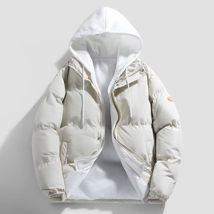 Men's Padded Winter Puffer Jacket with Two-Layer Hood and Elastic Cuffs Mune Fashion