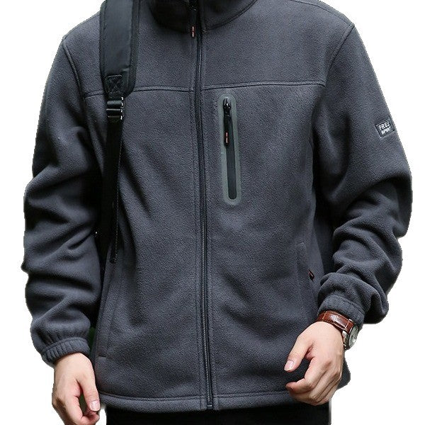 Men's Breathable Microfleece Jacket with Water-Repellent Chest Zip Placket and Stand-Up Collar Mune Fashion