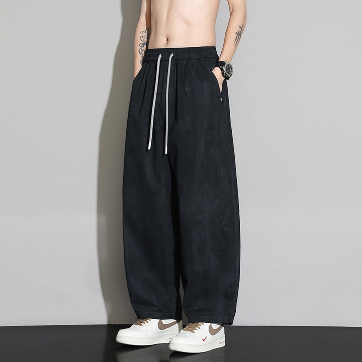 Men's loose casual harem pants with drawstring and elastic hem Mune Fashion