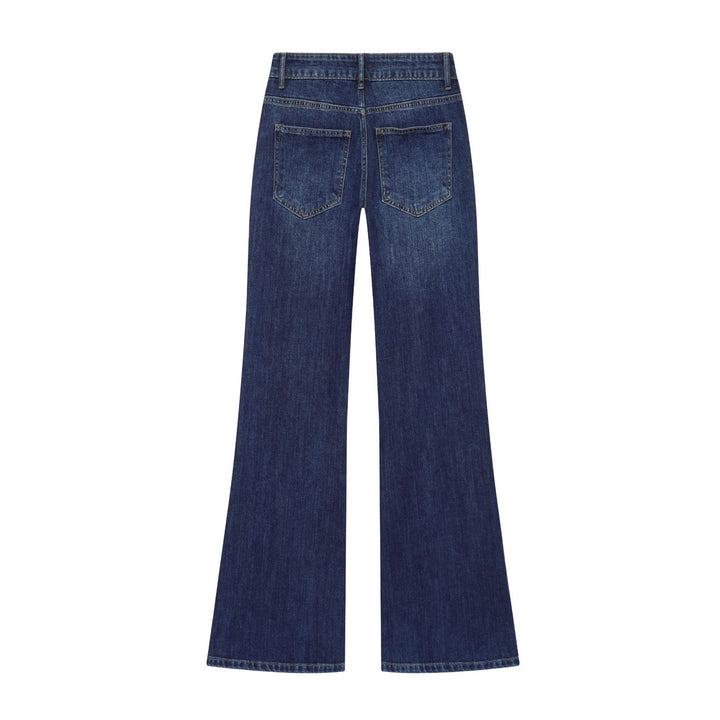 Women's wide high-waist jeans with patch pockets and crease Mune Fashion