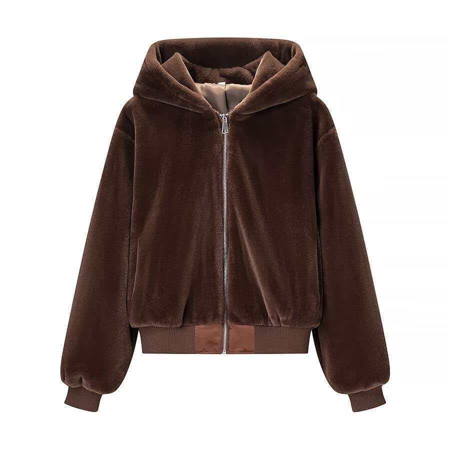 Ladies reversible hooded blouse with plush and fleece side Mune Fashion