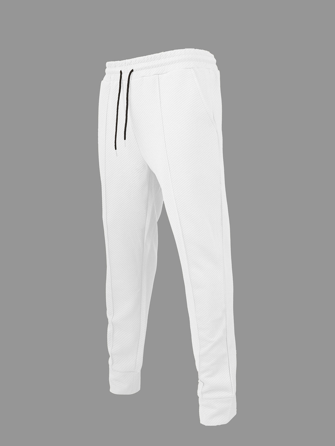 Men's diagonal structured comfort jog pants with pre-shaped inseam and ribbed ankle cuff Mune Fashion