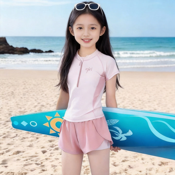 Ladies UV protection swimsuit set with short sleeves and shorts Mune Fashion