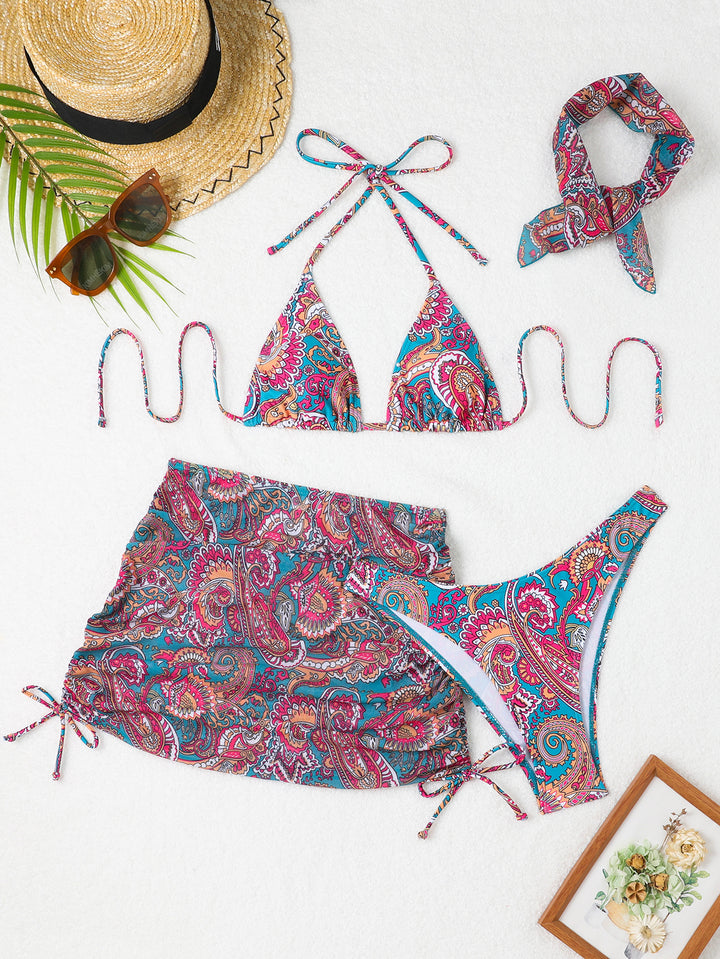 Women's Triangle Bikini Set with Wrap Skirt Mune Fashion