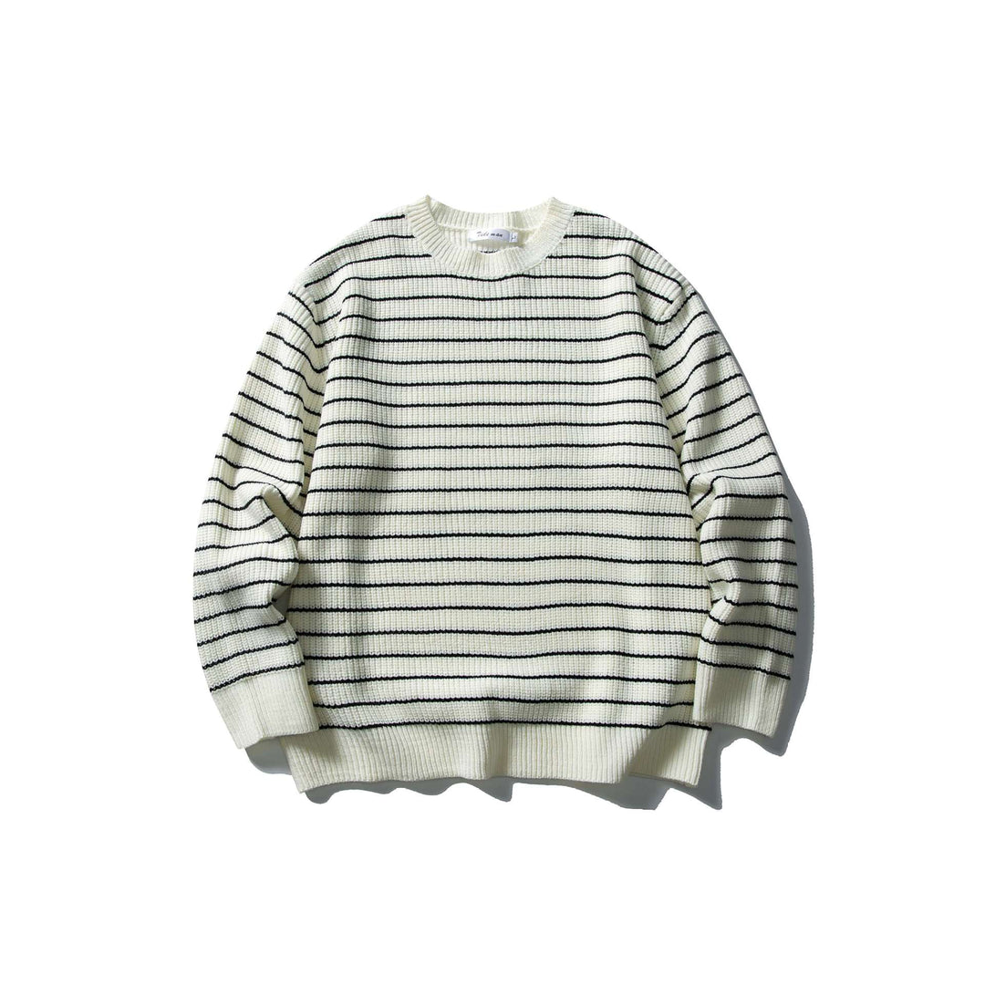 Unisex Striped Knit Sweater in Breton Look with Chunky Rib Structure and Round Neck Mune Fashion