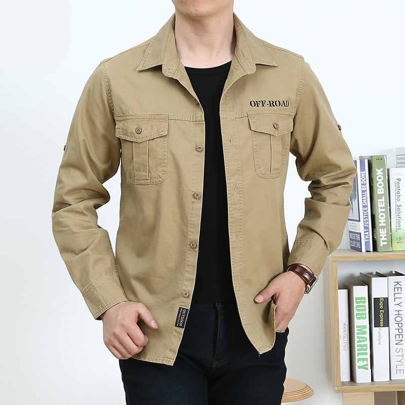 Men's shirt jacket in utility style with chest flap pockets and off-road embroidery Mune Fashion