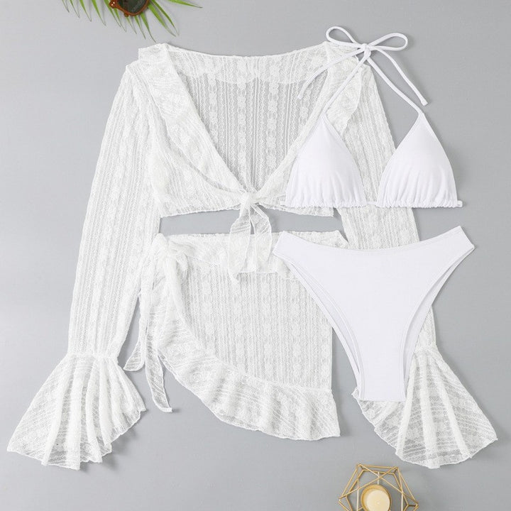 Women's bikini set with transparent top, high-waisted bottom, and airy skirt Mune Fashion