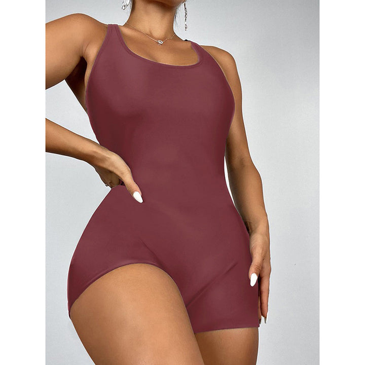 Women's sporty short-sleeve swimsuit with cross straps Mune Fashion