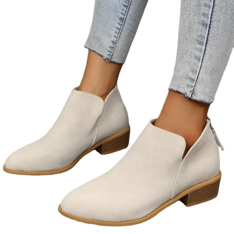 Women's slim ankle boots made of micro suede with hidden back zipper and slight block heel Mune Fashion