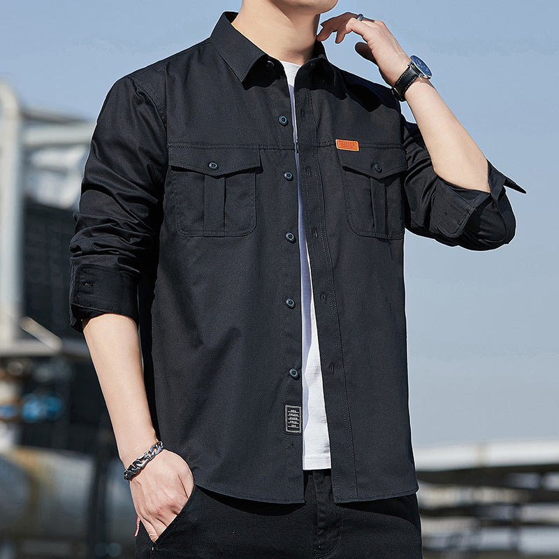 Men's utility overshirt made of cotton blend with chest patch pockets and reinforced seams Mune Fashion