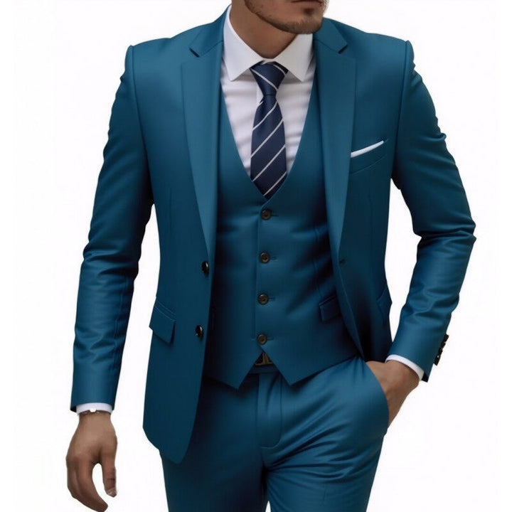 Men's three-piece Slim-Fit suit set with vest, slim lapel and tailored silhouette Mune Fashion