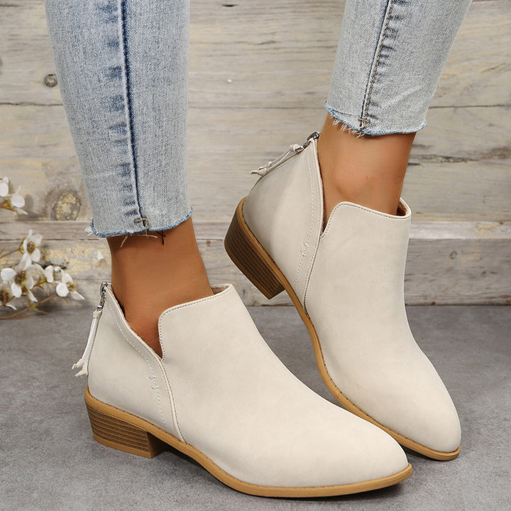 Women's ankle-high Chelsea boots with padded comfort insole and wood-look block heel Mune Fashion