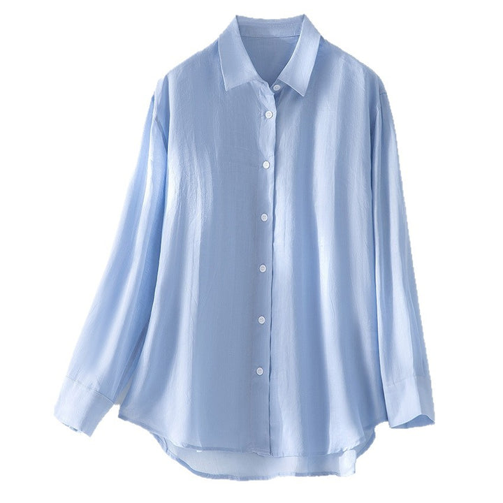 Women Oversized Shirt-Blouse made of lightweight viscose blend with classic collar Mune Fashion