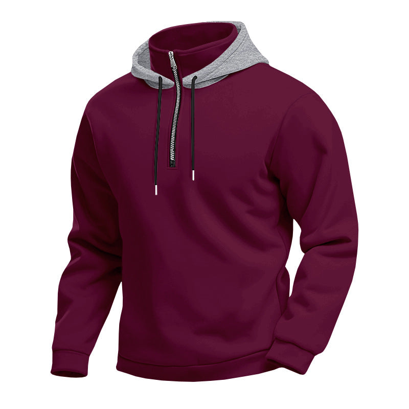Men's hoodie with short zipper, double-layer hood and drawstring Mune Fashion