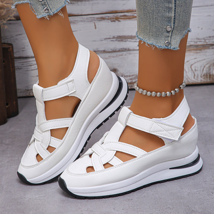 Women's Closed Platform Sport Sandals with Braided Straps and Velcro Mune Fashion