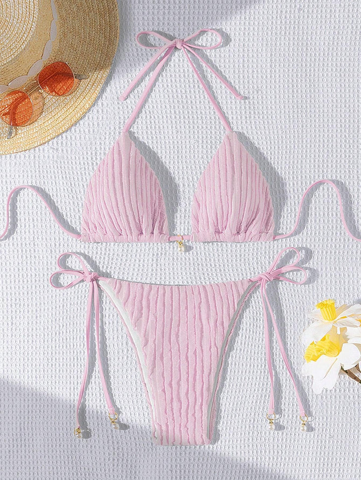 Women's Triangle Bikini with textured design and adjustable straps Mune Fashion
