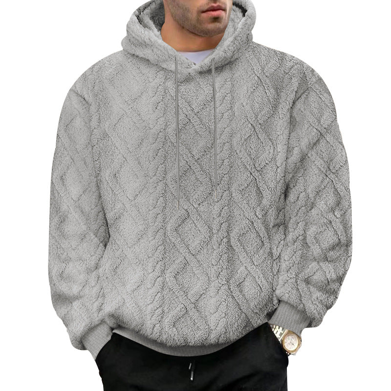 Men's structured Sherpa hoodie with diamond quilting, drawstring hood, and ribbed cuffs Mune Fashion
