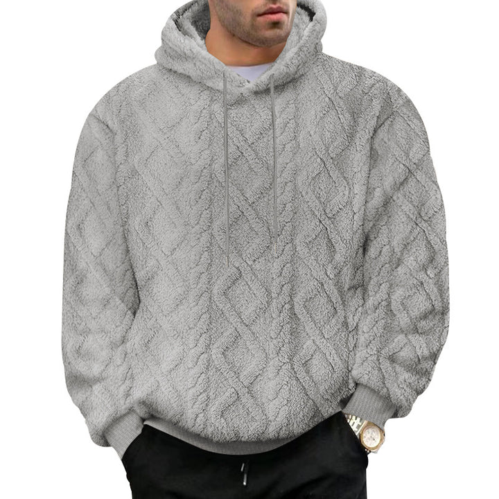 Men's structured Sherpa hoodie with diamond quilting, drawstring hood, and ribbed cuffs Mune Fashion