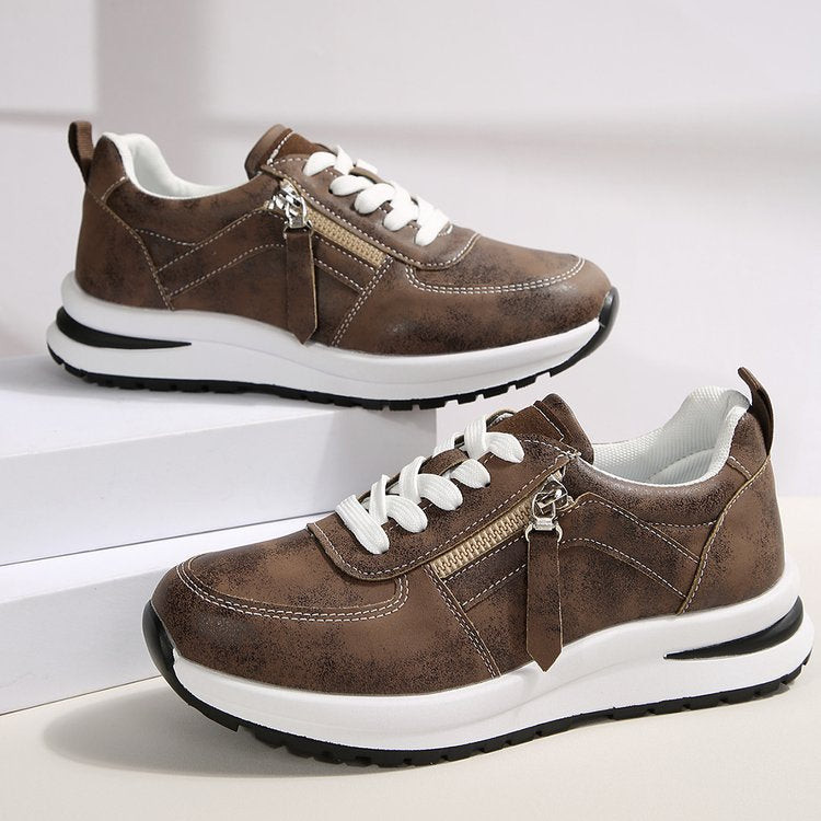 Women’s platform sneaker with zipper detail and padded comfort insole Mune Fashion