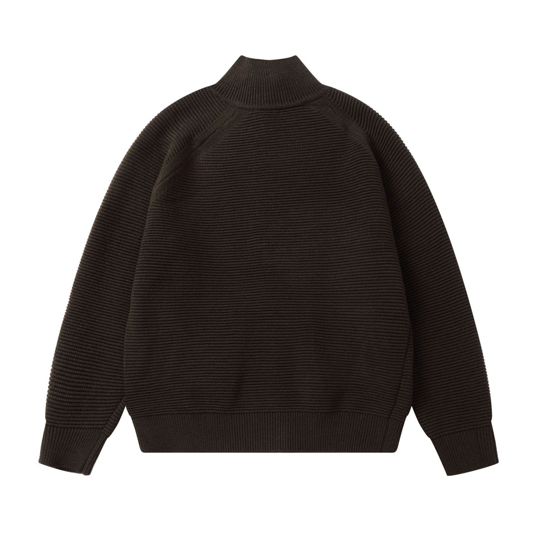 Men's chunky knit stand-up collar cardigan with full-length zipper Mune Fashion