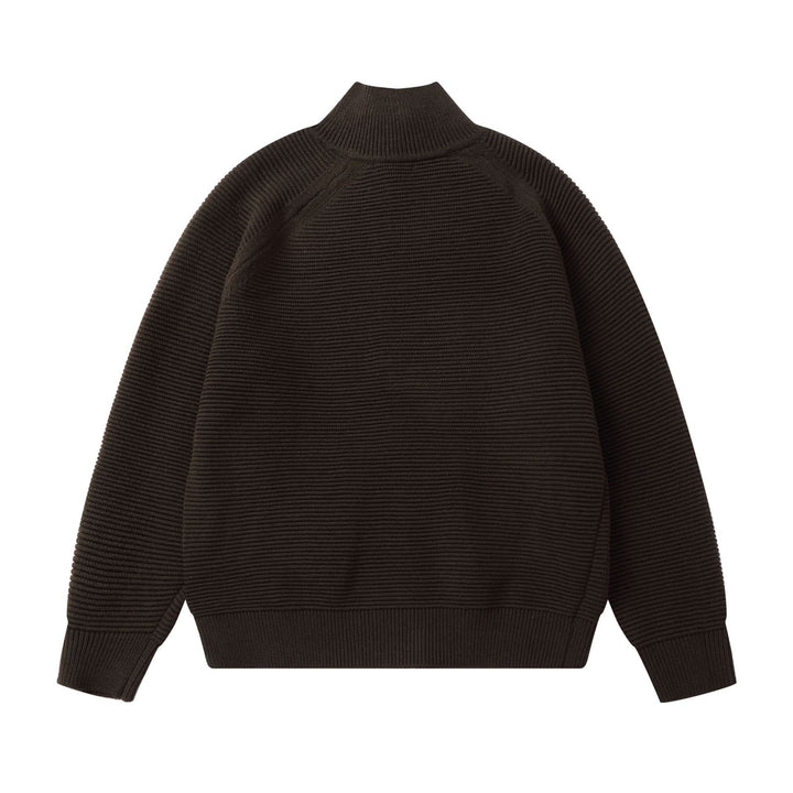 Men's chunky knit stand-up collar cardigan with full-length zipper Mune Fashion