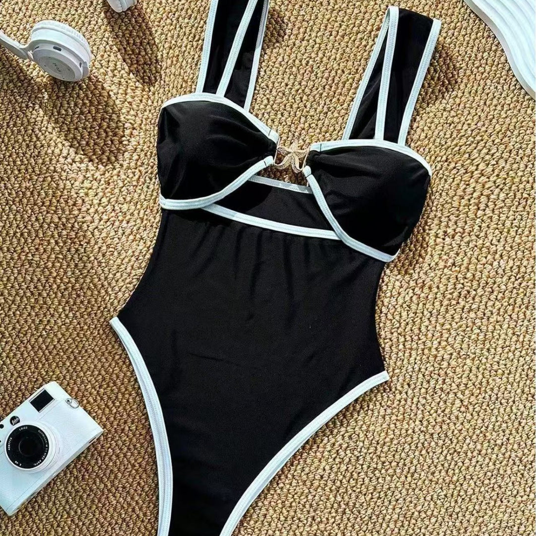 Ladies one-piece swimsuit with fashionable bustier and adjustable straps Mune Fashion