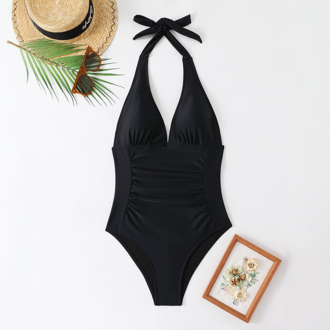 Women's Backless Swimsuit with Fashionable Ruching Mune Fashion