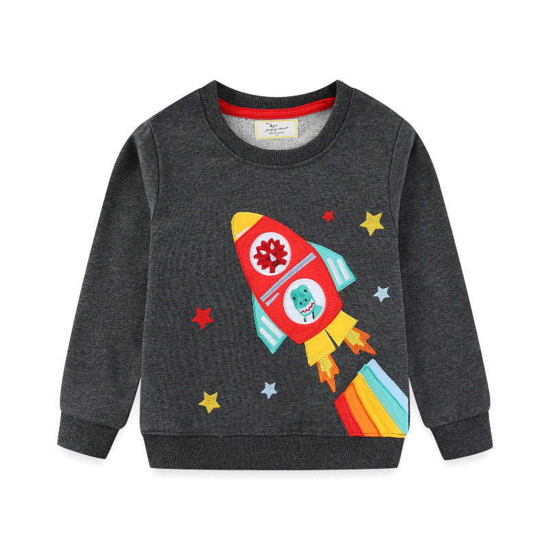 Kids Sweatshirt with creative rocket and animal design Mune Fashion