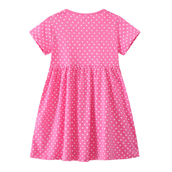 Girls Cotton Dress with Cute Giraffe Pattern Mune Fashion