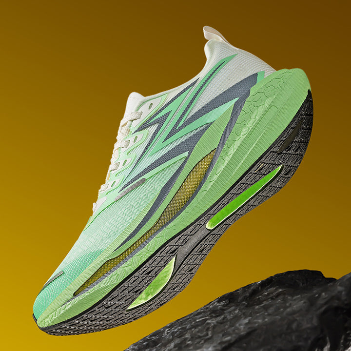 Unisex dynamic road running shoes with curved rocker midsole, reactive EVA cushioning and breathable knitted upper material Mune Fashion