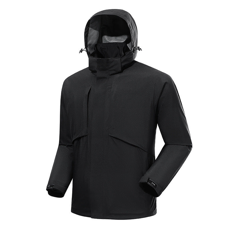 Men's Waterproof Tech Parka with High Stand Collar, Adjustable Storm Hood and Taped Seams Mune Fashion